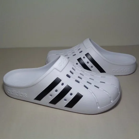 adidas | Shoes | Adidas Size 1 M Adilette White Black Clogs  display picture 1